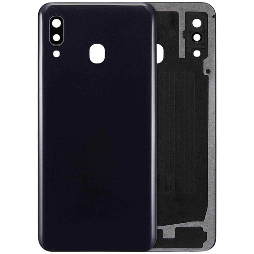 [107082119948] Vitre arrière avec lentille caméra compatible SAMSUNG A30 - A305 2019 - Aftermarket plus - Noir