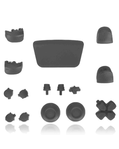 [109082006738] Ensemble boutons manette compatibles Playstation 5 - 16 pièces - Midnight Black