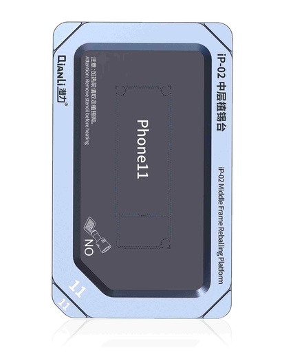 [107085005764] Plateforme de rebillage middle frame en métal pour iPhone 11 - 11 Pro - 11 Pro Max - Qianli IP-02