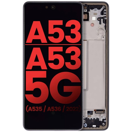 [107082111350] Bloc écran OLED avec châssis compatible Samsung Galaxy A53 A535 - A53 5G A536 2022 6.46" - Aftermarket Plus - Noir
