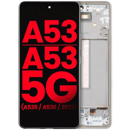 [107082111312] Bloc écran OLED avec châssis compatible Samsung Galaxy A53 A535 - A53 5G A536 2022 6.46" - Aftermarket Plus - Blanc