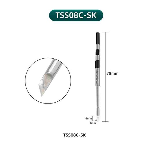 Panne fer à souder pour avec la station de soudage Quick Q8 - Pointe couteau - Modèle Quick # TSS08C-SK