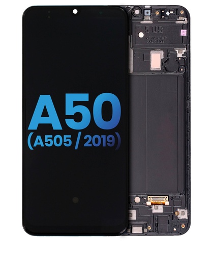 Bloc écran LCD avec châssis - sans capteur d'empreintes digitales - pour SAMSUNG A50 - A505 2019 - Version US - Aftermarket Incell - Toutes couleurs