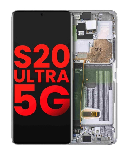 Bloc écran OLED avec châssis pour SAMSUNG S20 Ultra 5G - Aftermarket Plus - Blanc Nuage