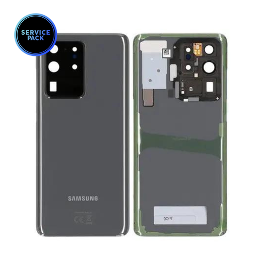 [107082086605] Vitre arrière avec lentille caméra pour SAMSUNG S20 Ultra - G988 - Version US - SERVICE PACK - Gris cosmique