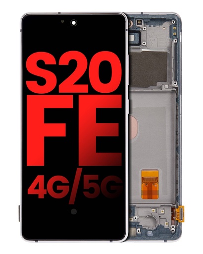 [107082076602] Bloc écran OLED avec châssis compatible SAMSUNG S20 FE 4G et 5G  - Aftermarket Plus - Blanc