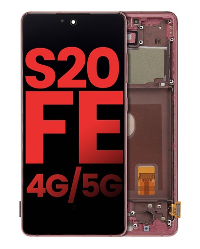 [107082076605] Bloc écran OLED avec châssis compatible SAMSUNG S20 FE 4G et 5G - Aftermarket Plus - Rouge