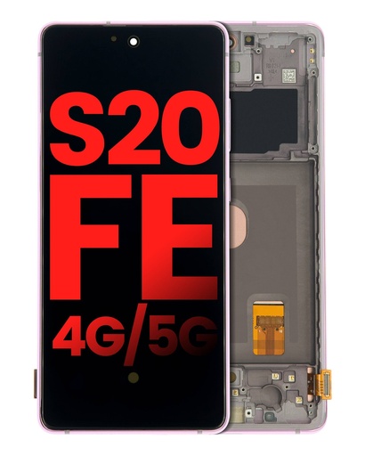 [107082081276] Bloc écran OLED avec châssis compatible SAMSUNG S20 FE 4G et 5G  - Aftermarket Plus - Lavande