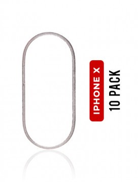 [107082002189] Anneau de protection de lentille caméra arrière Pour iPhone X - Argent - Pack de 10