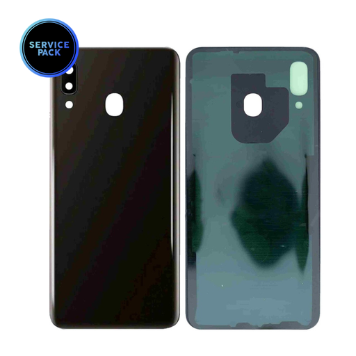 Vitre arrière avec lentille caméra pour SAMSUNG A20 - A205 2019 - SERVICE PACK - Noir