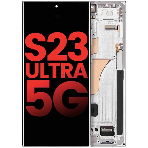 Bloc écran OLED avec châssis pour SAMSUNG S23 Ultra 5G - Version US et Internationale - Aftermarket Plus - Bleu Ciel