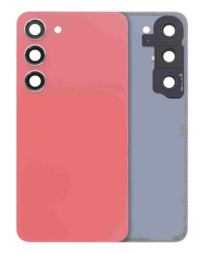 Vitre arrière avec lentille caméra pour SAMSUNG S23 5G - Sans logo - Aftermarket Plus - Orange