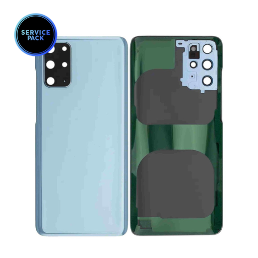 Vitre arrière avec lentille caméra pour SAMSUNG S20 Plus - SERVICE PACK - Bleu Aura