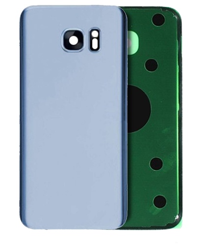Vitre arrière avec lentille caméra pour SAMSUNG S7 Edge  - Sans logo - Aftermarket Plus - Coral Blue