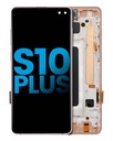 Bloc écran LCD avec châssis - sans capteur d'empreintes digitales - pour SAMSUNG S10 Plus - Aftermarket Plus - TFT - Flamant Rose