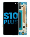 Bloc écran LCD avec châssis - sans capteur d'empreintes digitales - pour SAMSUNG S10 Plus - Aftermarket Plus - TFT -Bleu Prisme