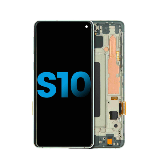 Bloc écran LCD avec châssis - sans capteur d'empreintes digitales - pour SAMSUNG S10 - Aftermarket Plus TFT - Vert Prisme