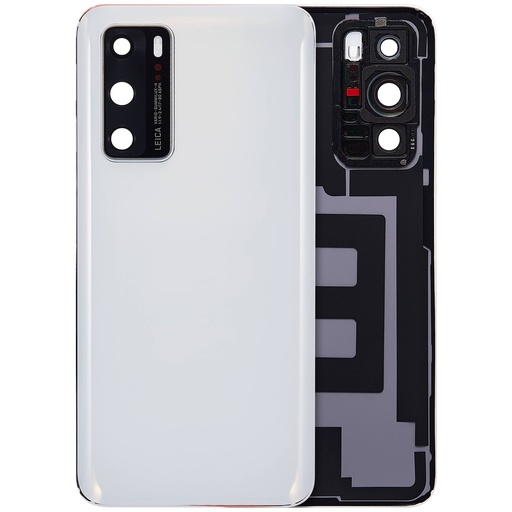 [107085008941] Vitre arrière avec lentille caméra compatible Huawei P40 - Ice White