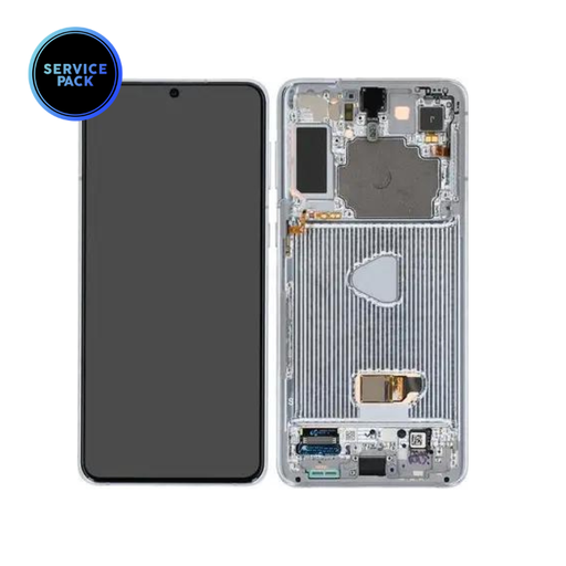 Bloc écran OLED avec châssis et caméra pour SAMSUNG S21 Plus  5G - G996 - SERVICE PACK - Argent