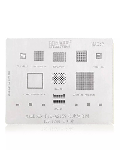 [107082069757] Stencil pochoir complet IC compatible MacBook Pro A2159 - MAC 7