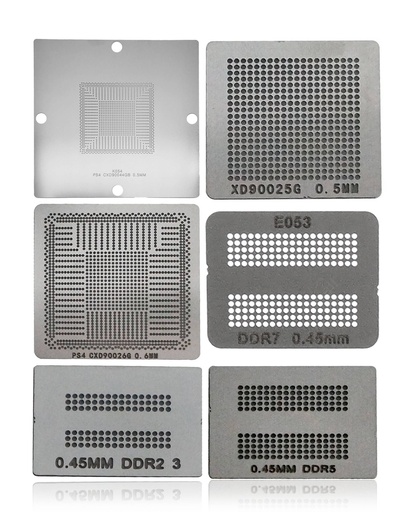 Ensemble 6 pièces Stencil pochoirs de rebillage BGA pour PlayStation 4 - 90044 - 90026 - 90025 - DDR5 - DDR7 - DDR2-3