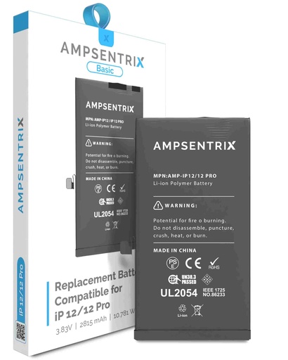 [107082022477] Batterie compatible iPhone 12 et 12 Pro - Ti - AmpSentrix Basic