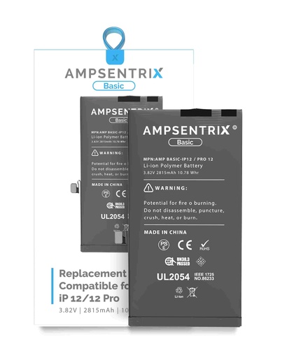 [107082022477] Batterie pour iPhone 12 et 12 Pro - Ti - Ampsentrix Basic