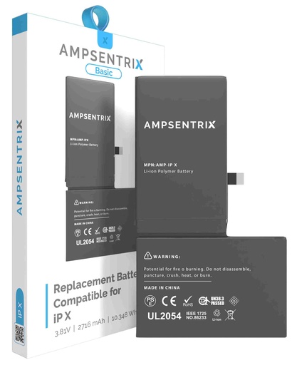 [107082022494] Batterie compatible iPhone X - TI - AmpSentrix Basic