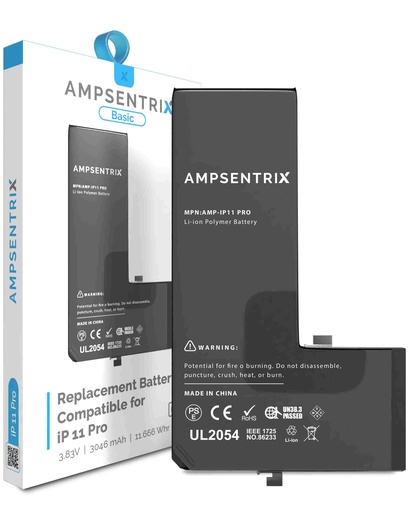 [107082022475] Batterie compatible iPhone 11 Pro - Ti - AmpSentrix Basic