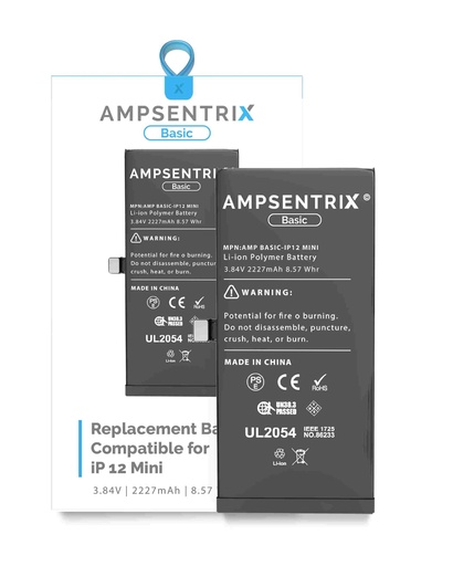 [107082022478] Batterie pour iPhone 12 Mini - Ti - Ampsentrix Basic