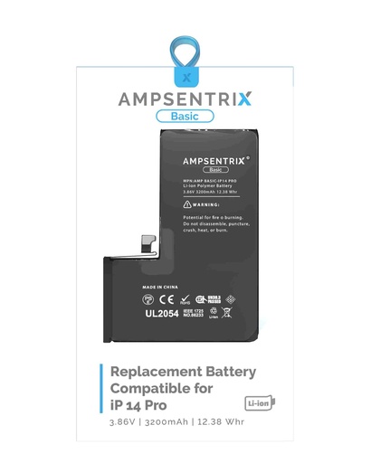 [107082022486] Batterie pour iPhone 14 Pro - Ti - Ampsentrix Basic