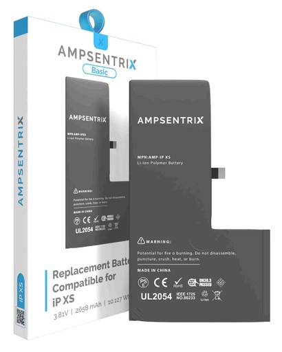 [107082022496] Batterie compatible iPhone XS - Ti - AmpSentrix Basic