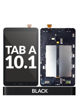 [107081016602] Bloc écran LCD avec châssis compatible SAMSUNG TAB A - 10.1"-2016  T580 - T585 - Reconditionné - Noir