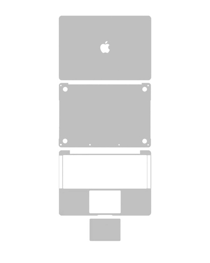 Habillage 4 en 1 - haut - bas - contour clavier - repose-poignet - pour MacBook Pro 15" Touch Bar - A1990 fin 2018 - début 2019 - Argent
