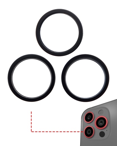 Support lentille caméra arrière - 3 pièces - pour iPhone 14 Pro - 14 Pro Max - Space Black