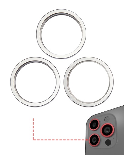 Support lentille caméra arrière - 3 pièces - pour iPhone 14 Pro - 14 Pro Max - Argent
