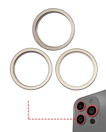 Support lentille caméra arrière - 3 pièces - pour iPhone 14 Pro - 14 Pro Max - Or