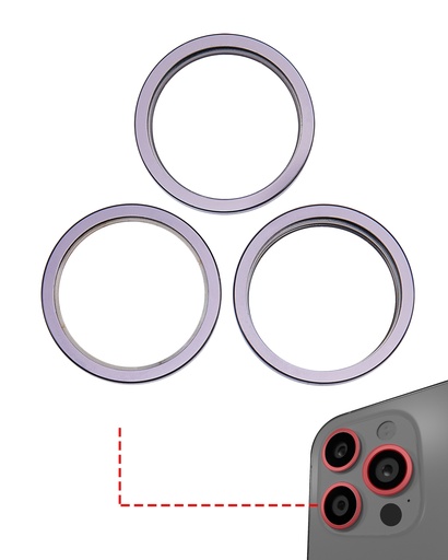 Support lentille caméra arrière - 3 pièces - pour iPhone 14 Pro - 14 Pro Max - Mauve foncé