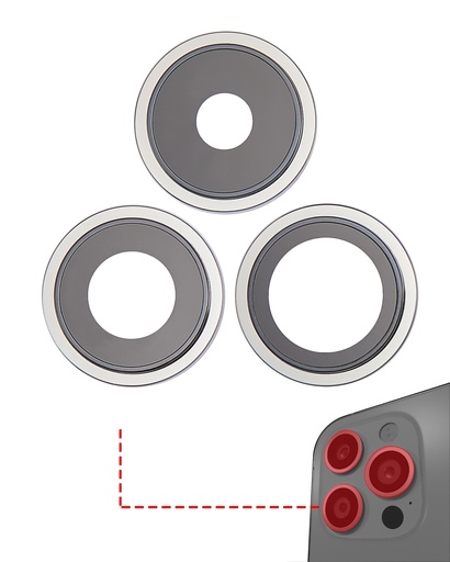 Lentille caméra arrière avec support pour iPhone 14 Pro - 14 Pro Max - 3 pièces - Premium - Argent