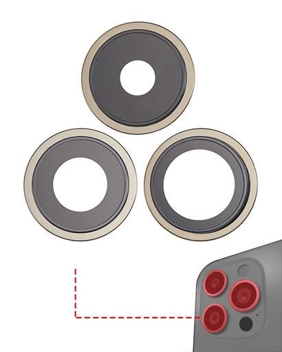 Lentille caméra arrière avec support pour iPhone 14 Pro - 14 Pro Max - 3 pièces - Premium - Or