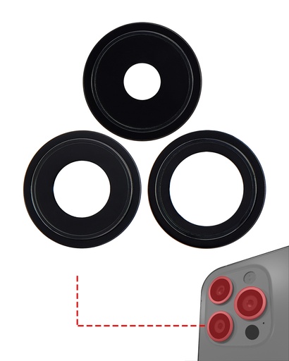 Lentille caméra arrière avec support pour iPhone 14 Pro - 14 Pro Max - 3 pièces - Premium - Space Black