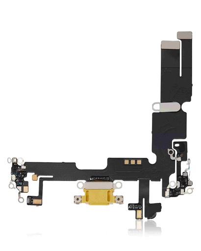 [107082136993] Connecteur de charge avec nappe compatible iPhone 14 Plus - Aftermarket Plus - Jaune
