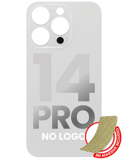 Vitre arrière avec adhésif 3M pour iPhone 14 Pro - Sans Logo - Large Camera Hole - Argent