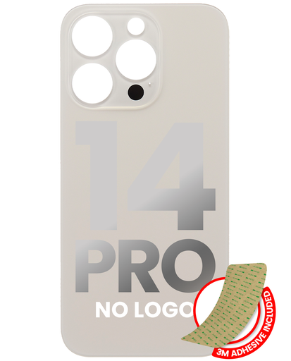 Vitre arrière avec adhésif 3M pour iPhone 14 Pro - Sans Logo - Large Camera Hole - Or