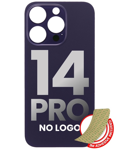 Vitre arrière avec adhésif 3M pour iPhone 14 Pro - Sans Logo - Large Camera Hole - Deep Purple