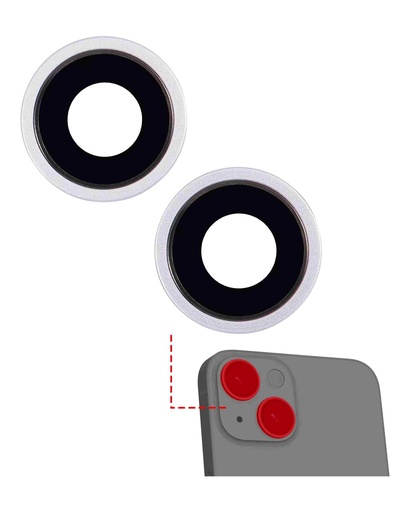 [107082086872] Lentille caméra arrière avec support et anneau compatible iPhone 14 et 14 Plus - 2 pièces - Aftermarket Plus - Violet