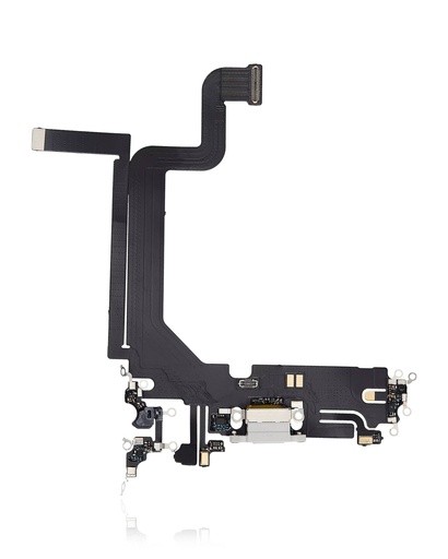 [107084001385] Connecteur de charge avec nappe compatible iPhone 14 Pro Max - Aftermarket Plus - Argent