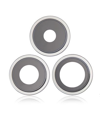 Lentille caméra arrière avec support pour iPhone 14 Pro et 14 Pro Max - 3 pièces - Aftermarket Plus - Argent
