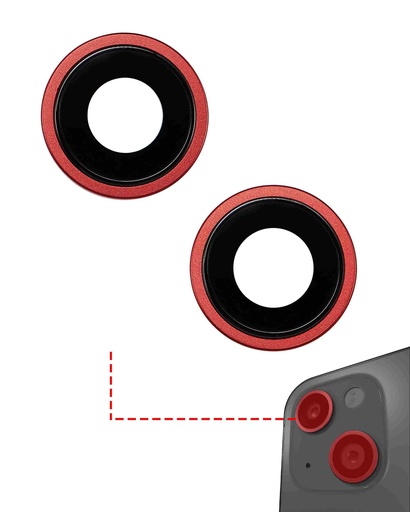 Lentille caméra arrière avec support et anneau pour iPhone 14 et 14 Plus - Premium - Rouge