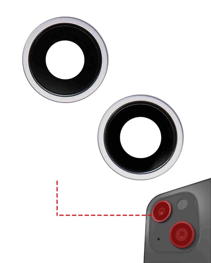 [107082129076] Lentille caméra arrière avec support et anneau - 2 pièces - compatible iPhone 14 et 14 Plus - Premium - Violet
